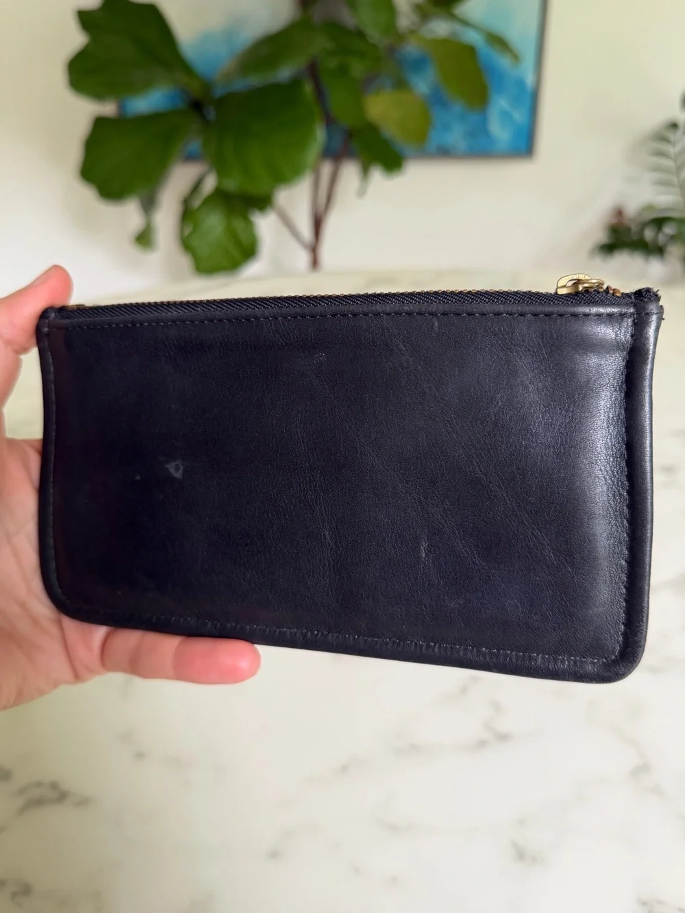 Coach Vintage Skinny Case 7170 Black Leather Zip Cosmetic Pouch 80's 90's USA